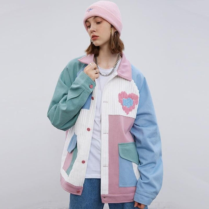 Hip Hop Patchwork Heart Jacket