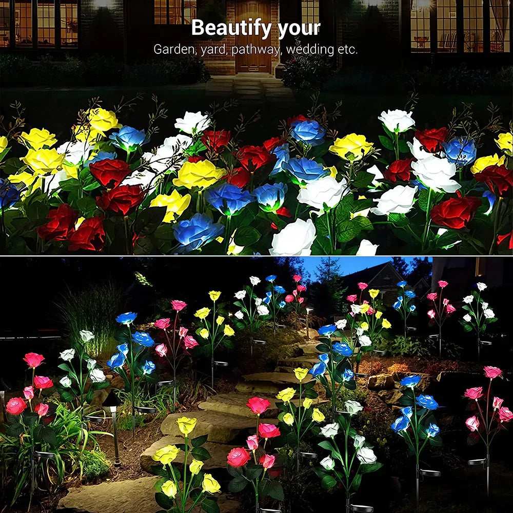 Solar LED Simulated Rose Lights