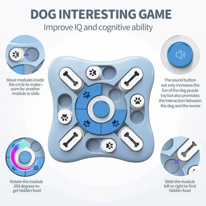 Interactive Squeaky Dog Puzzle Toy: Treat Dispensing Sound Enrichment Game