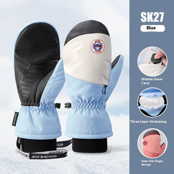 Snowboard Gloves For Women Wind-proof And Cold Protection Touch Screen Fleece-lined Thickened