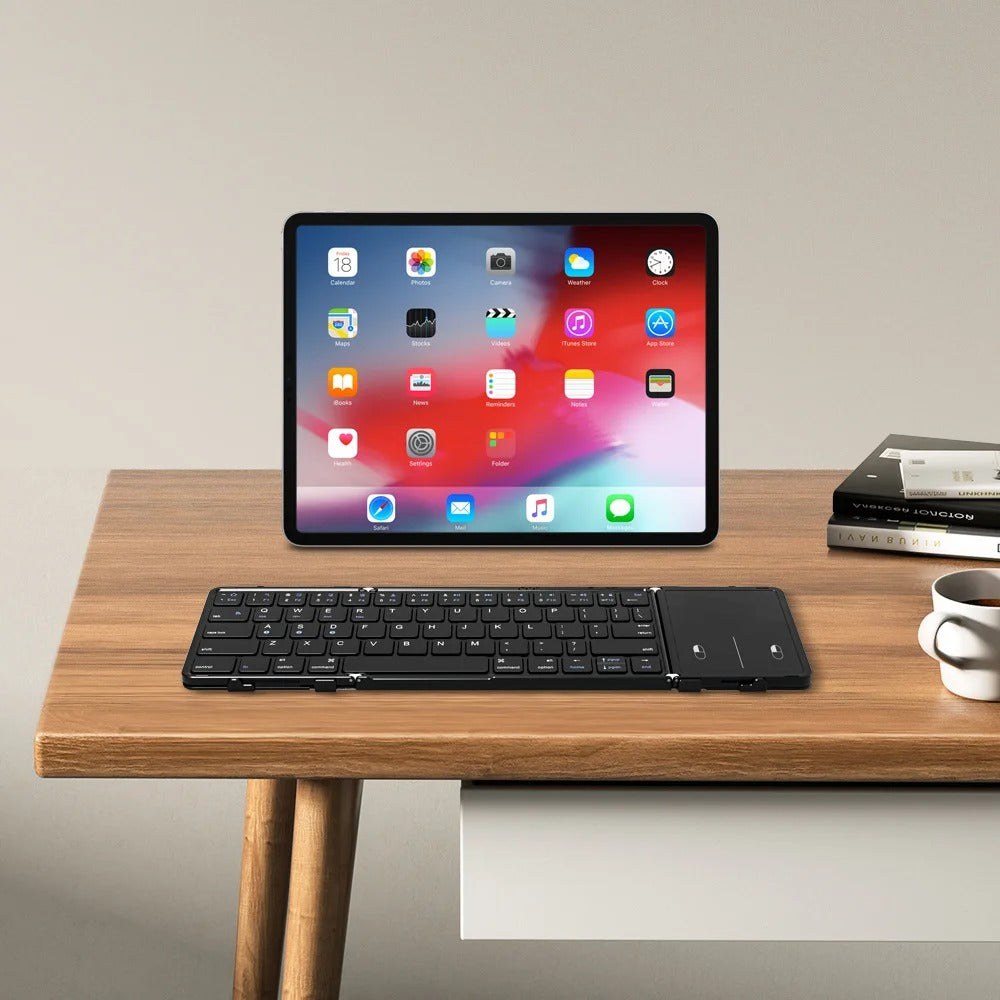 Multi-Device Wireless Folding Keyboard with Large Touchpad