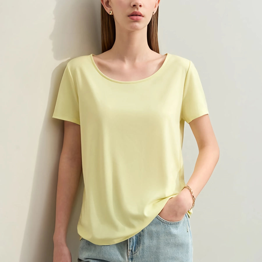 Minimalist Women's Large U-Neck Slim Stretch T-Shirt