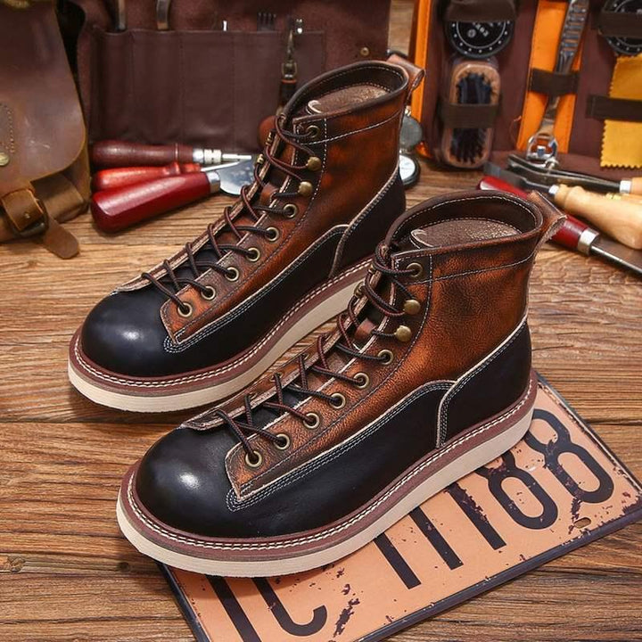 Handmade Men's Cow Leather Vintage Ankle Boots