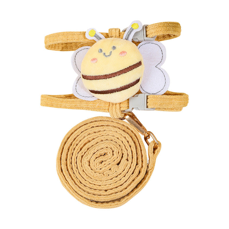 Adjustable Cartoon Bee Cat Harness with Leash