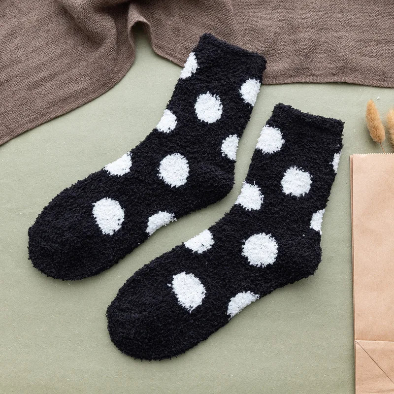 Cute Candy Color Soft Fluffy Dot Socks for Women