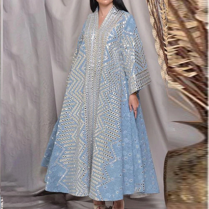 New Bronze Printing Breathable Long Sleeves Loose Dress