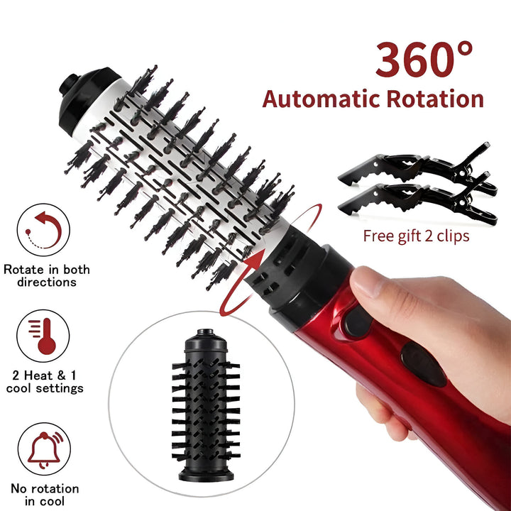 3 In 1 Rotating Hair Dryer Brush with Ceramic Curler and Volumizer