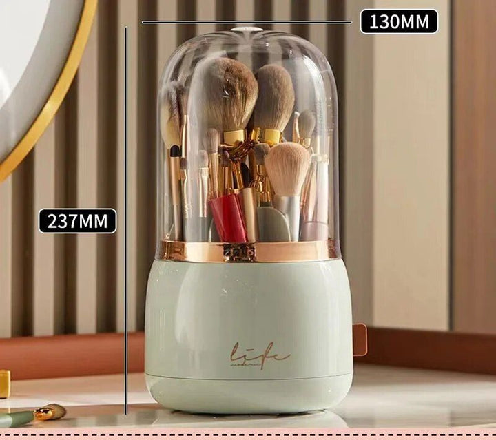 360° Rotating Cosmetic Brush Holder - Portable & Clear Makeup Organizer