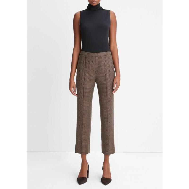 Chic Houndstooth High-Waist Trousers for Women