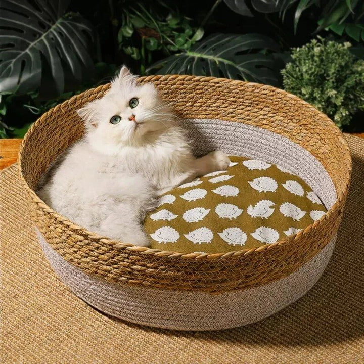 Handwoven Rattan Cat Bed