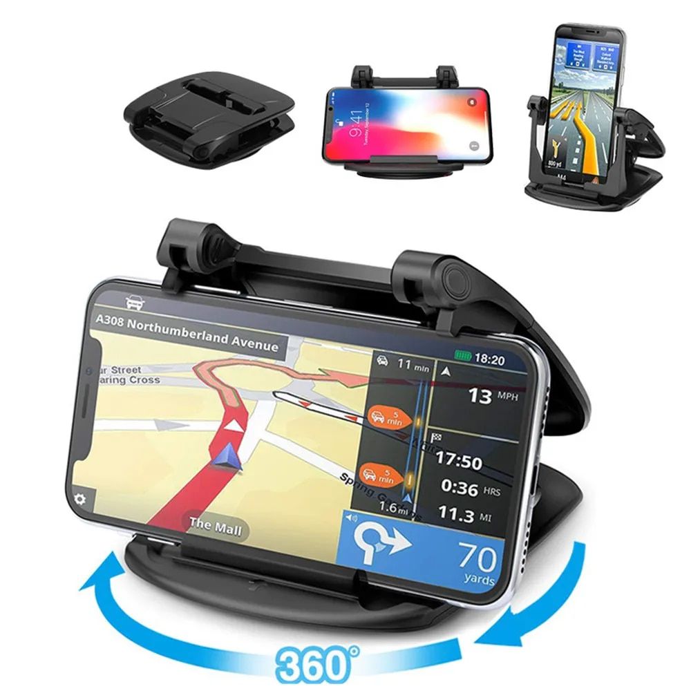 Universal 360° Rotatable Car Dashboard Phone Holder - Non-slip Mat Design for 4.0-6.5" Devices