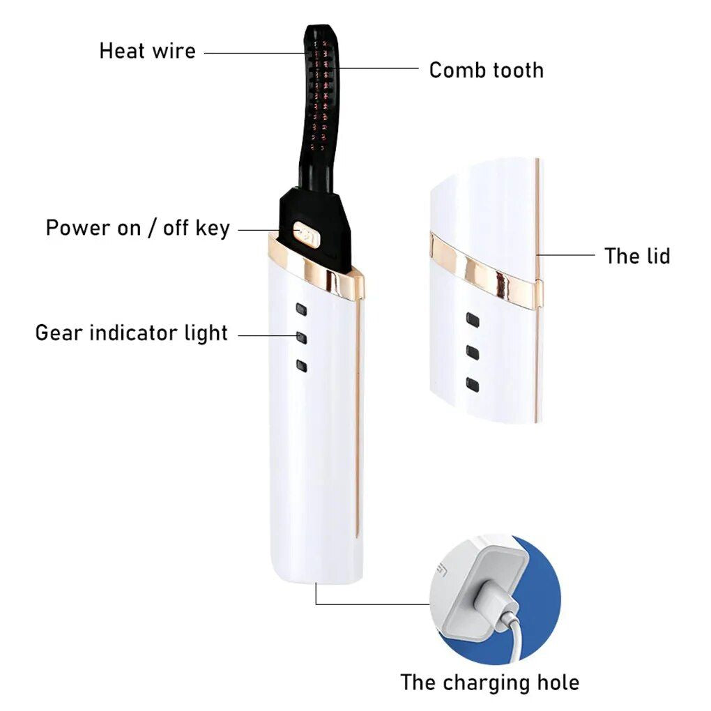 3-Gear Adjustable Heated Eyelash Curler: Portable & Anti-Scald