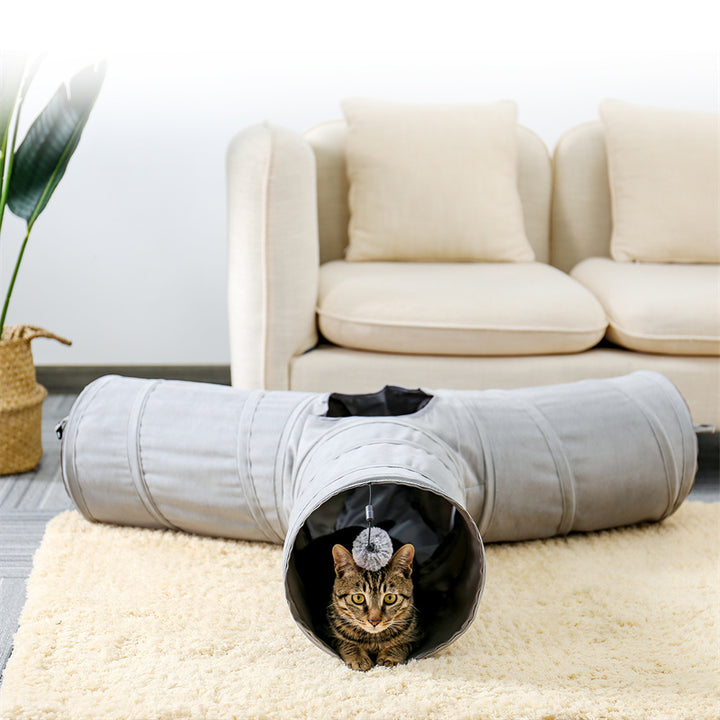 Interactive Collapsible Cat Tunnel Bed