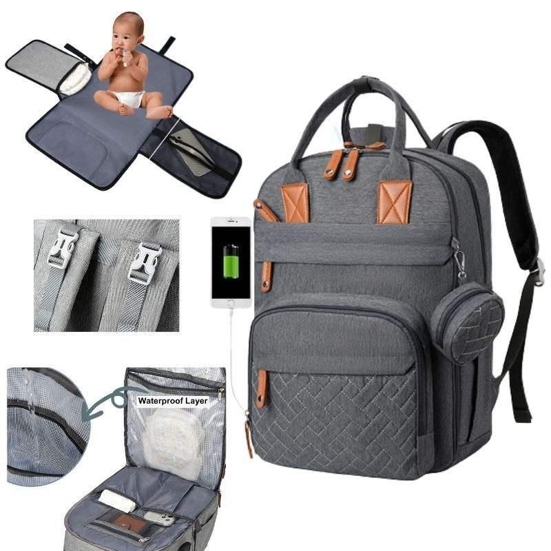 Multifunctional Diaper Bag Backpack with Changing Station - Waterproof, Spacious, and Versatile for Modern Parents