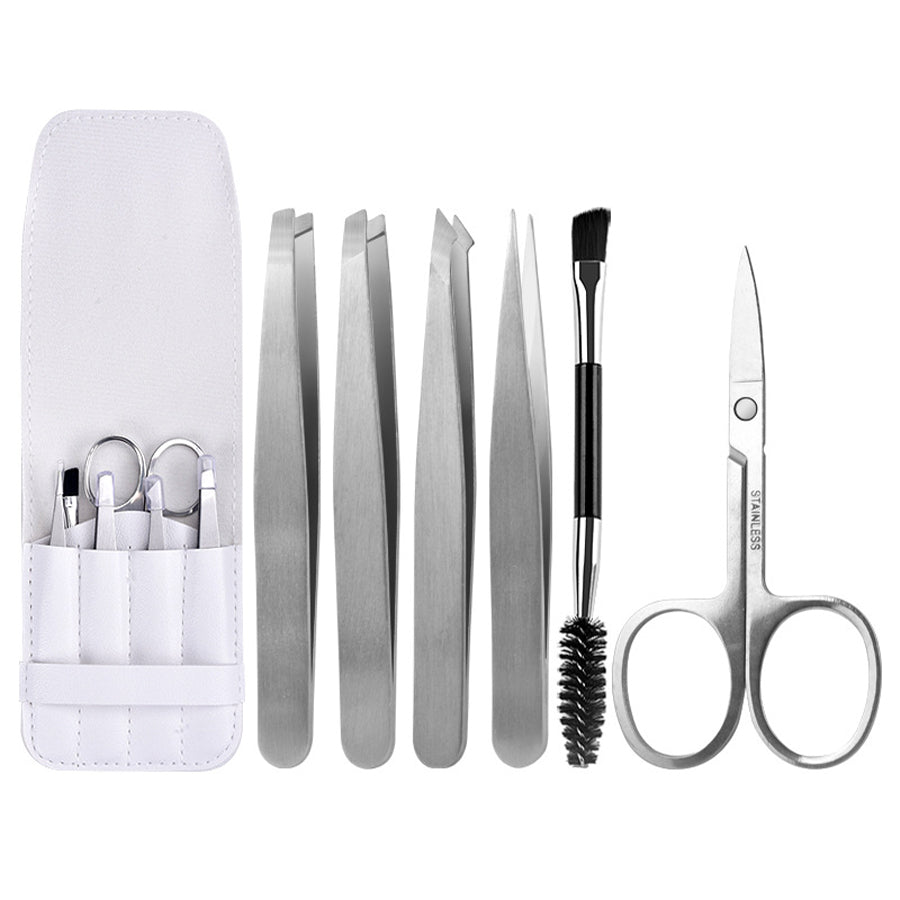 Precision Eyebrow Tweezer Set with Curved Scissors