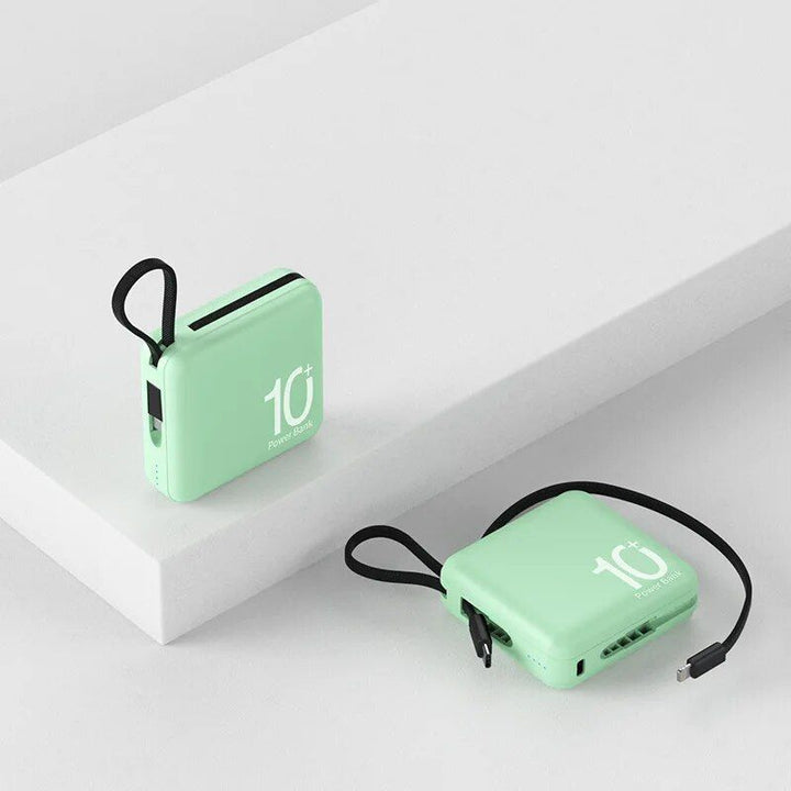 Ultra-Compact 10000mAh Dual-Cable Power Bank