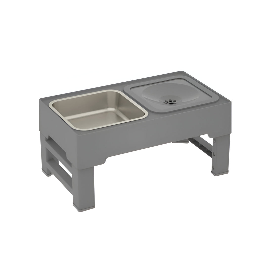 Elevated Dog Bowl 2-in-1 Adjustable Stainless Steel Feeder with Water Dispenser