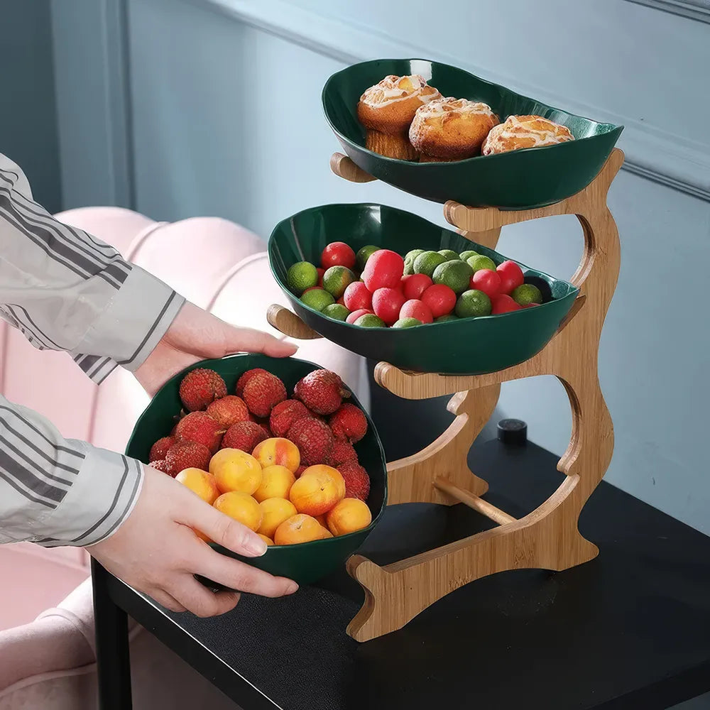 Partitioned Oval Table Plates & Fruit Bowl