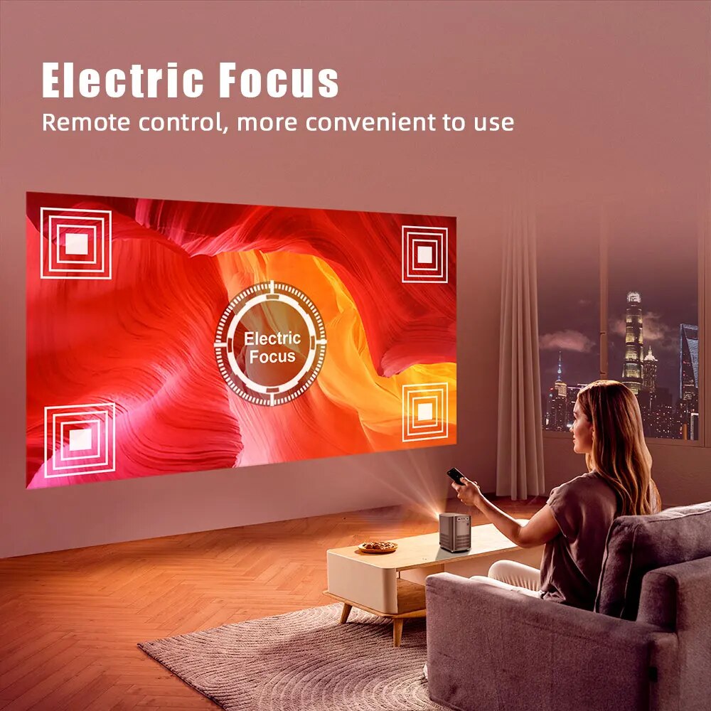 Portable Smart WiFi LED Projector - Full HD 1080P & 4K Support for Home Cinema and Gaming