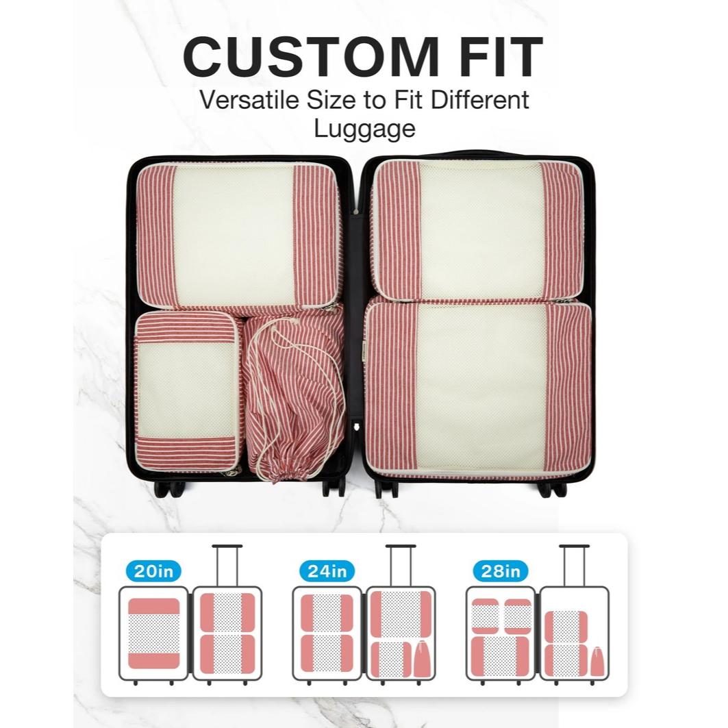 Eco-Friendly Foldable Travel Packing Cubes - 6 Piece Set