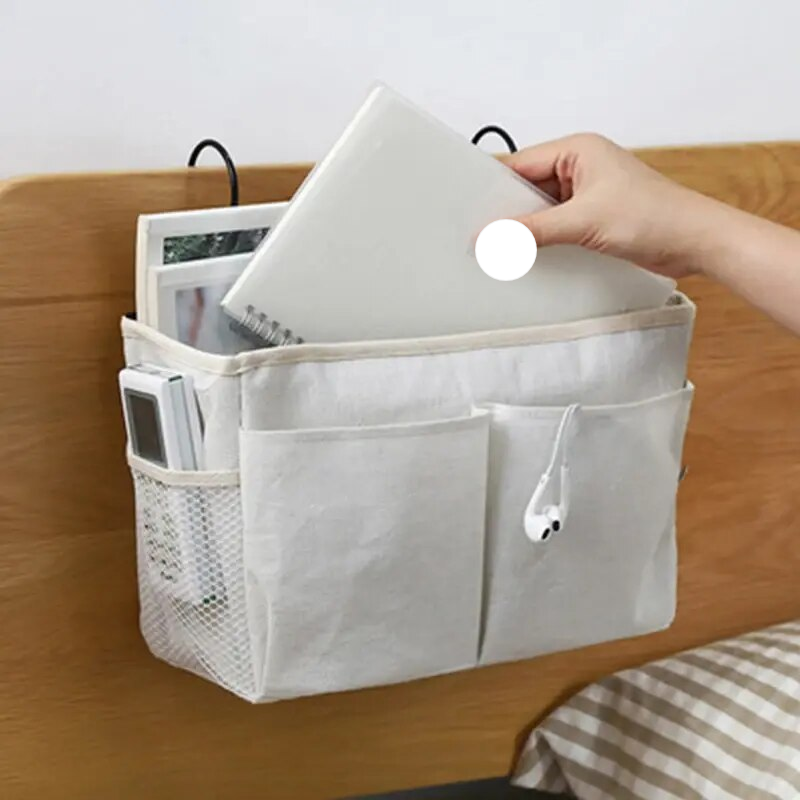 Multi-Purpose Bedside Storage Organizer: Canvas Hanging Pocket for Bedroom Essentials