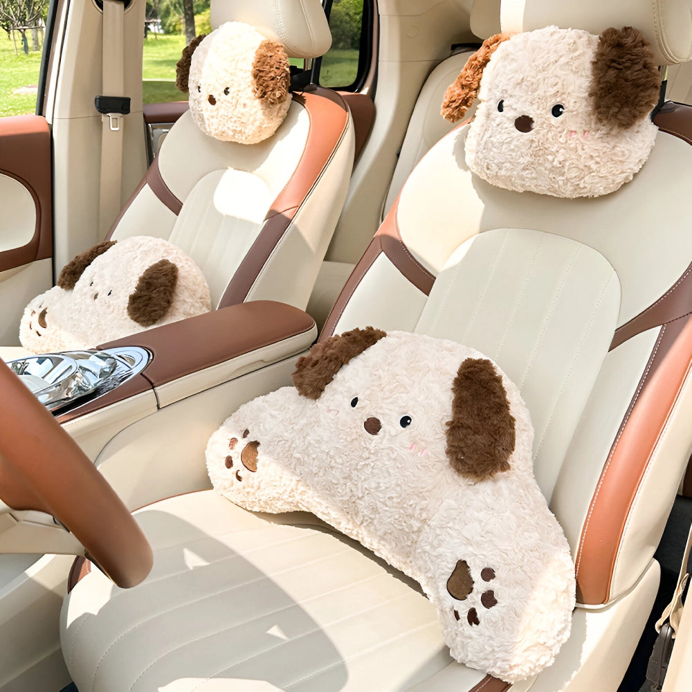 Cartoon Animal Car Neck and Lumbar Support Pillow Set