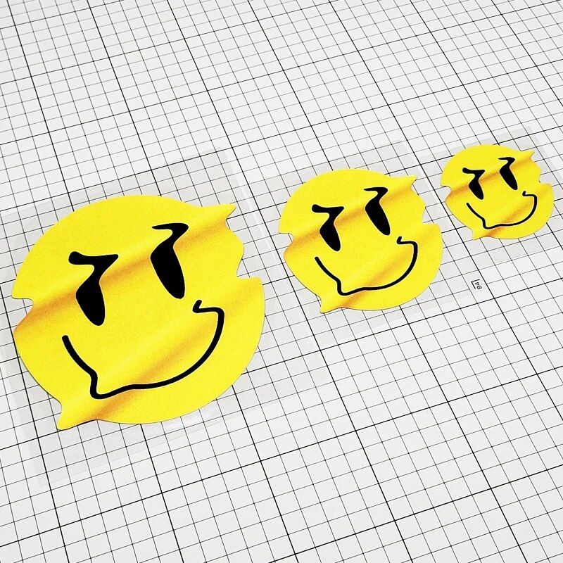 Reflective Twisted Smiley Waterproof Decals for Vehicles and Gadgets