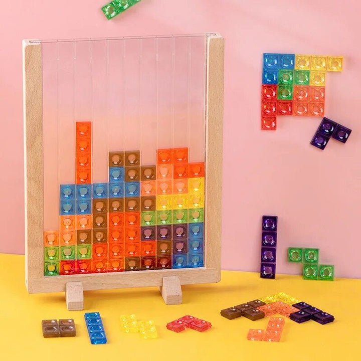 Kids' 3D Beech Wood Tetris Puzzle Blocks