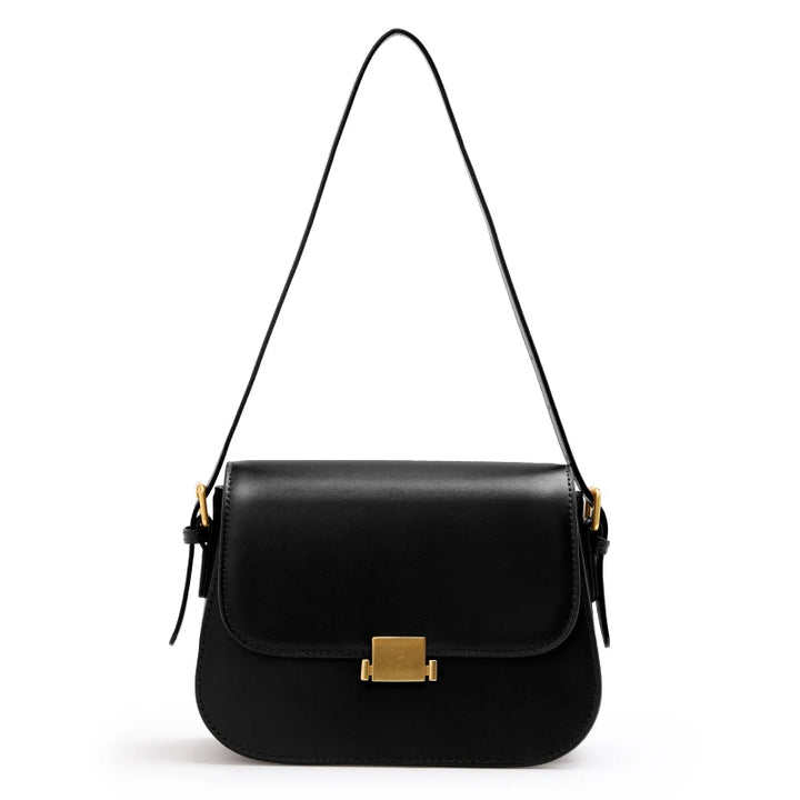 Stylish Women's Retro Square Shoulder Bag - Adjustable Cowhide Handbag