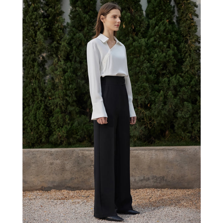 Minimalist High-Waisted Wide-Leg Women's Trousers