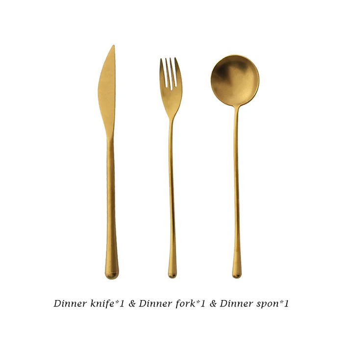 Vintage Gold Stainless Steel Cutlery Set