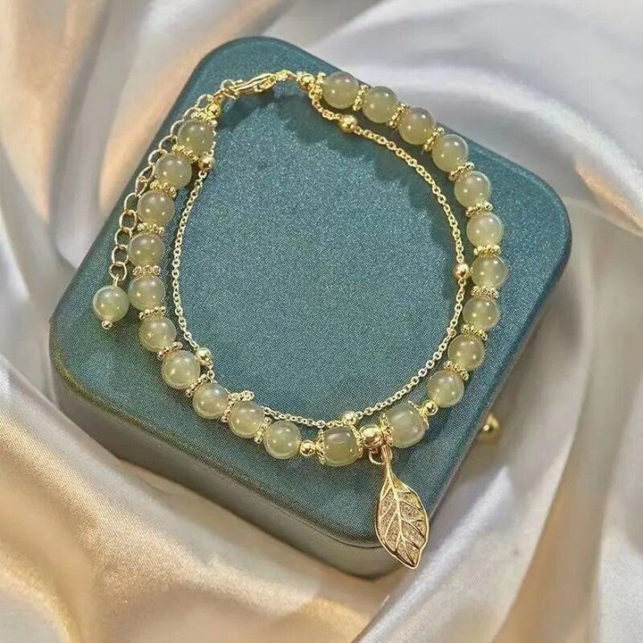 Hetian Jade Gold Leaf Bracelet