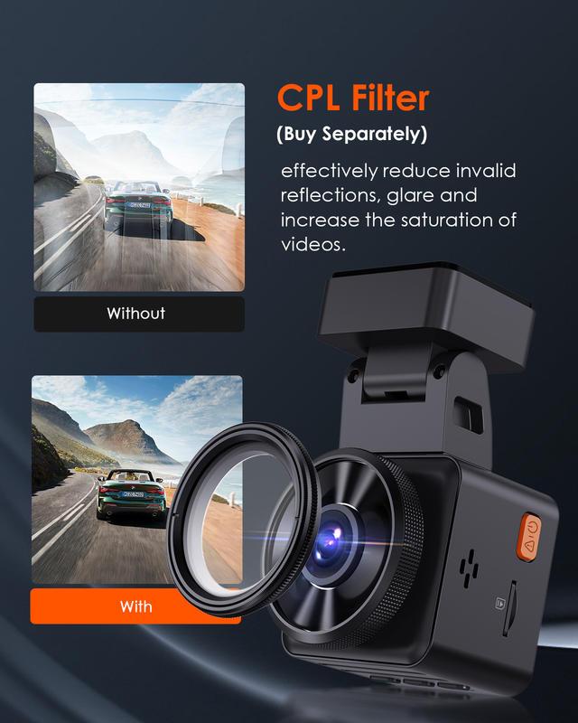 1080P WiFi Mini Dash Cam with GPS, Voice Control, Night Vision, Parking Mode