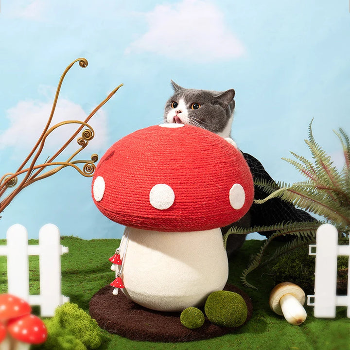 Charming Red Mushroom Cat Scratching Post