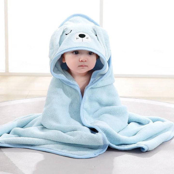 Soft & Adorable Cartoon Animal Hooded Baby Towel - Warm, Cozy Cotton Bathrobe for Newborns & Toddlers