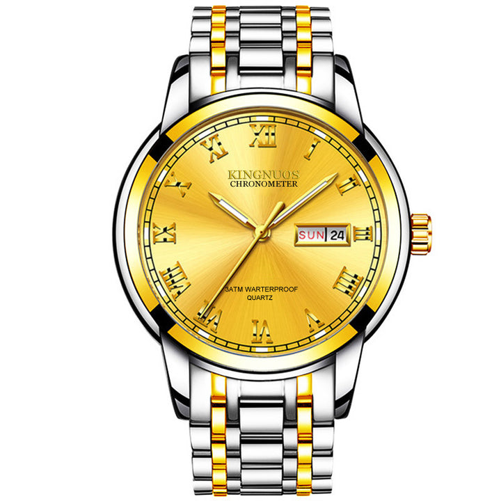 Cross-border Hot Double Calendar Steel Belt Watch Business Non-mechanical