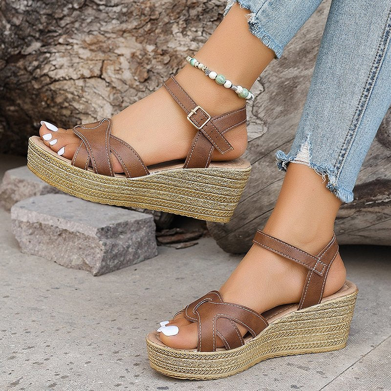 Women's Cross Strap Wedge Sandals