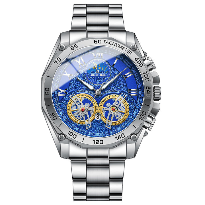 Double Men's Non-fully Automatic Machine Hollow Mechanical Watch Multi-function