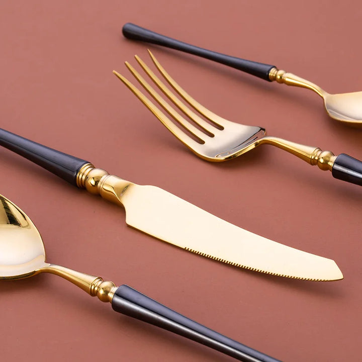 Luxury Black Gold Cutlery Set