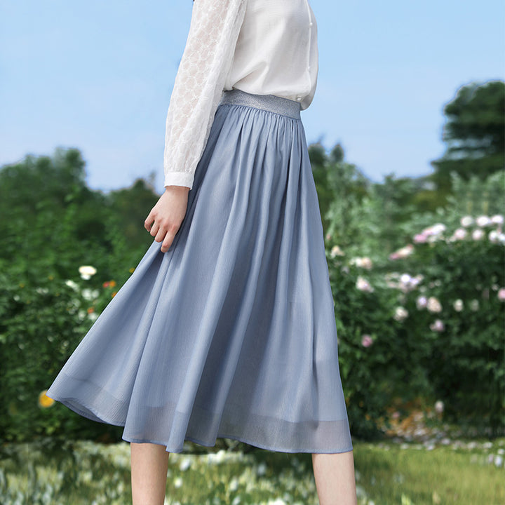 Summer Elegant Mid-Calf Chiffon Skirt