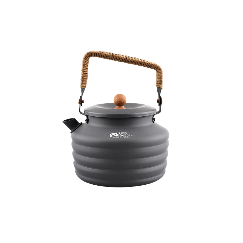 High-Capacity 1.3L Outdoor Aluminum Alloy Kettle with Beech Handle