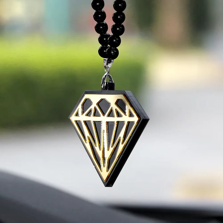 Diamond-Shaped Acrylic Car Pendant Ornament for Rearview Mirror