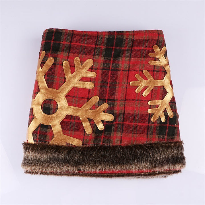 Christmas Tree Skirt Snowflake Plaid Non-woven Decoration