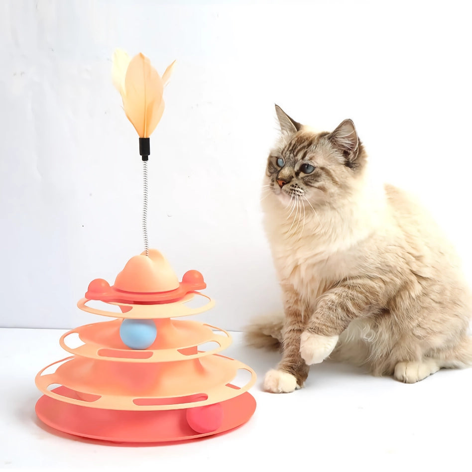 Interactive Cat Turntable Ball Toy with Teasing Stick – Fun and Engaging Kitten Play