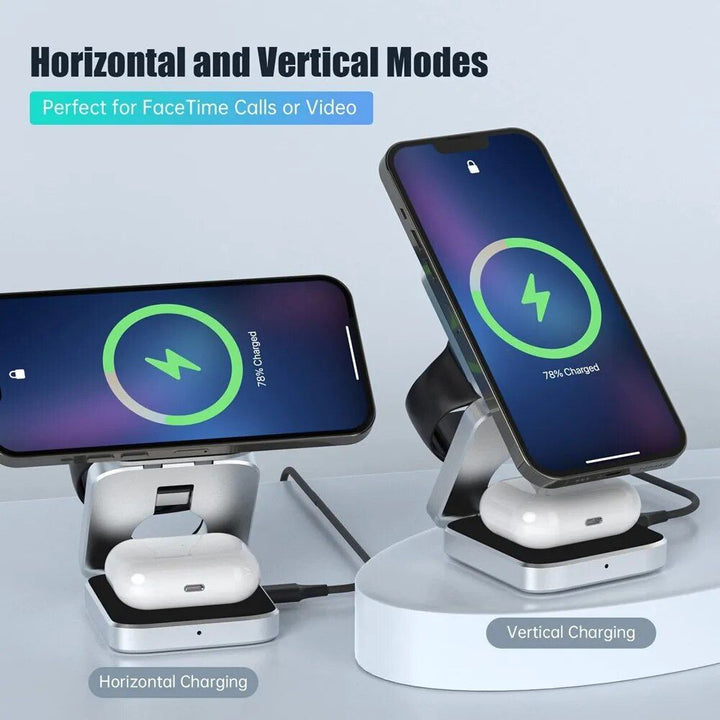 Ultimate 3-in-1 Foldable Magnetic Wireless Charger for Multiple Devices