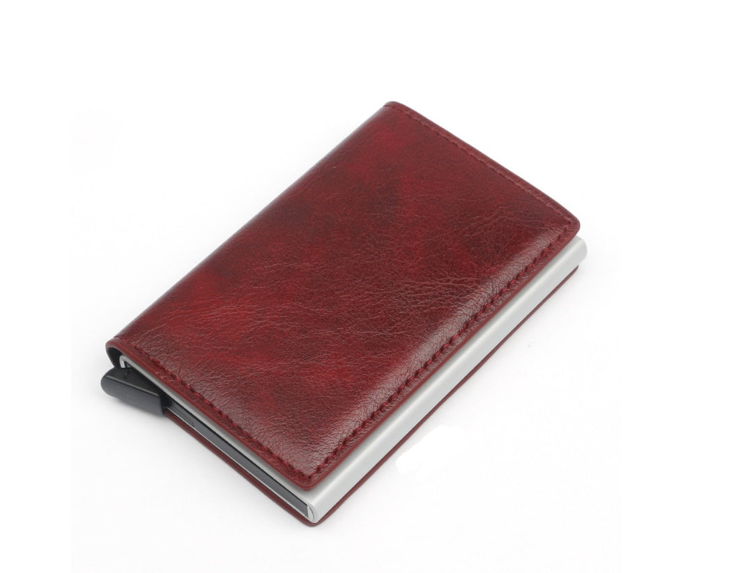 Automatic pop-up leather card holder