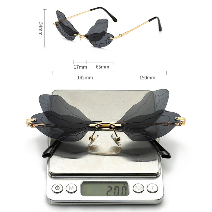 Rimless Dragonfly Wing Sunglasses with UV400 Protection