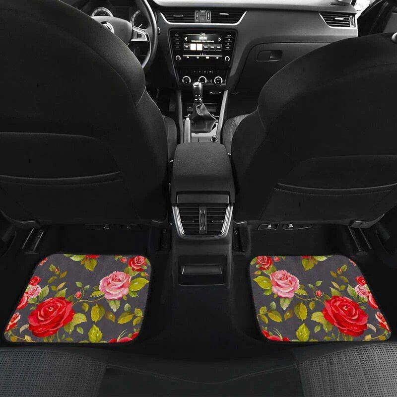 Rose-Blush Floral Car Floor Mats Set (4PCs)