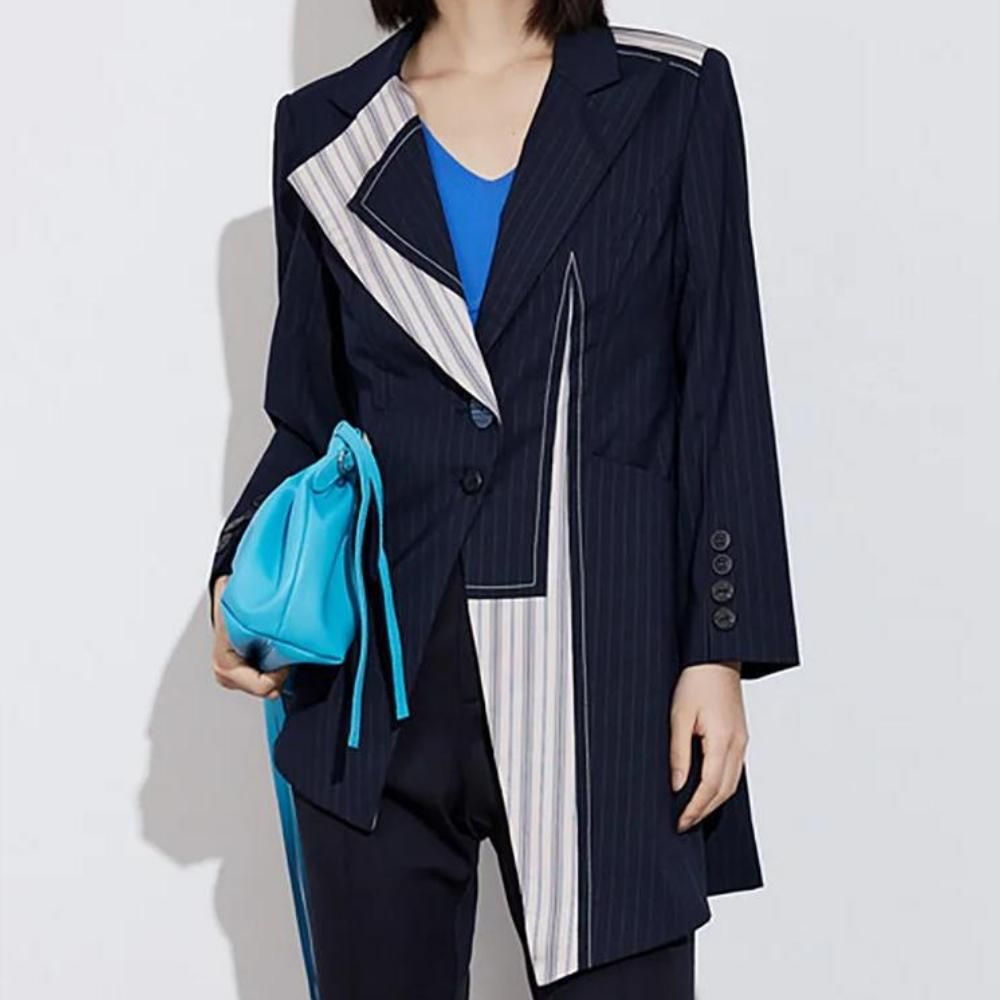 Women's Striped Asymmetry Suit Jacket