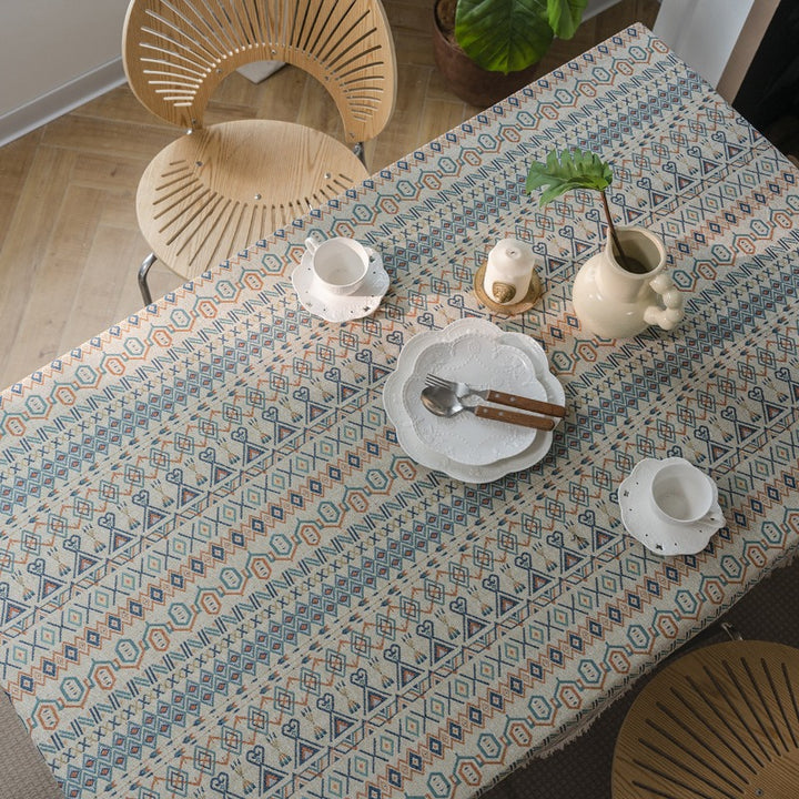 American Geometric Jacquard Bohemian Tablecloth